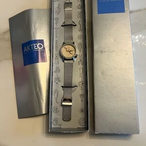 Silver Watch with Gray Strap